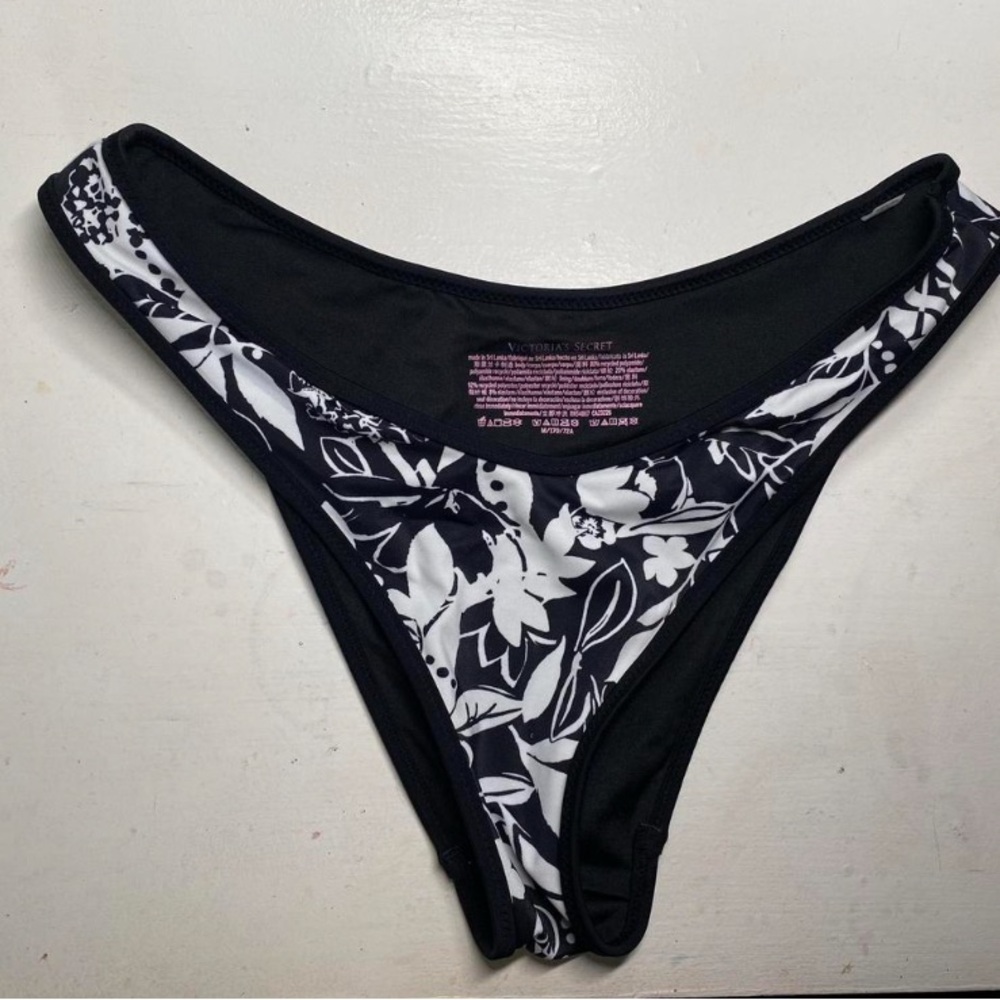 Floral Black and White Women's Swim Bottom